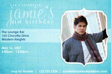 Cool blue birthday photo invitation