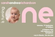 pink invitation for a one year old