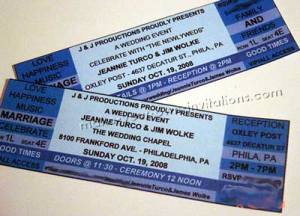 Ticket wedding invitations