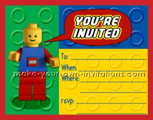 Homemade Lego invitations