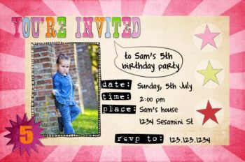 Sunburst Birthday Girls Photo Invitation