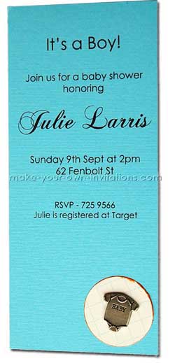 blue baby shower invitation - for a boy