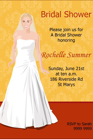 Create   Cartoon Character on Bridal Shower Summer Photo Invitaiton  We Design  You Print