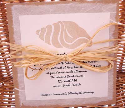 Beach sea shell wedding invitations