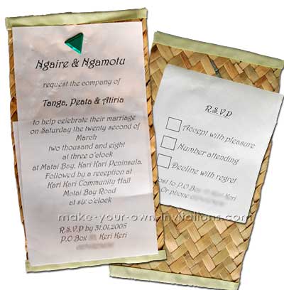 Maori beach wedding invitation