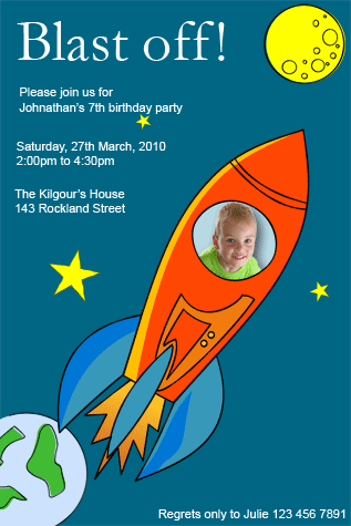 rocket ship space invitation