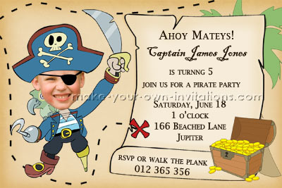 Pirate Birthday Party Invitations - Printable Photo Invitation Designs