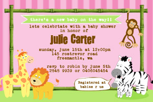 striped jungle baby shower invitation design