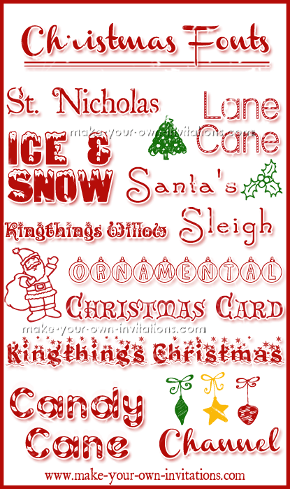 Christmas holiday invitation fonts