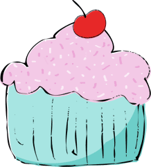 blue cupcake invitation clipart