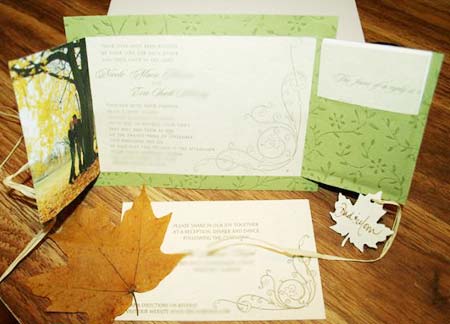 fall wedding invitations opened