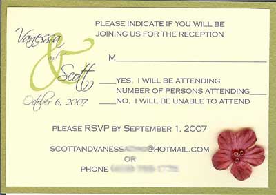 Wedding Card Inserts on Rsvp Inserts Printed Onto Card And Then Matted Onto Olive Colored