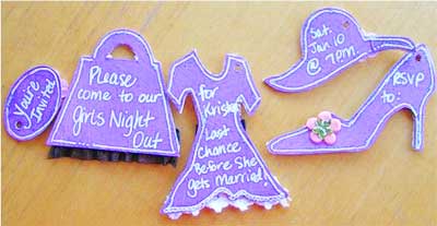 ladies night out invitations on a keychain