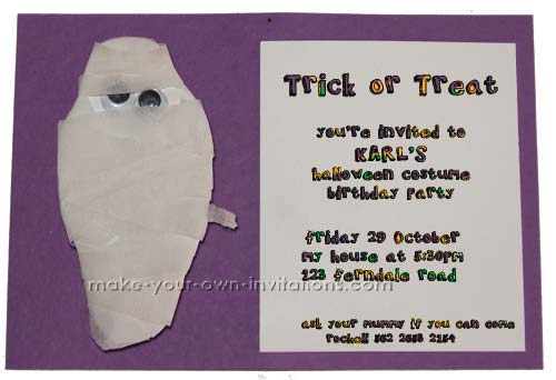 mummy Halloween invitation