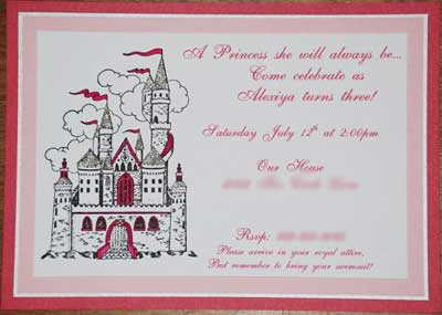 birthday party invitations wording for kids
 on Make Princess Castle Invitations - Homemade Castle Party Invitation