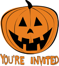 Carved pumpkin head "You're Invited" halloween clipart