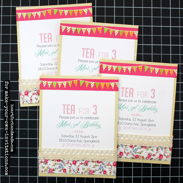 Tea party invitations with washi tape