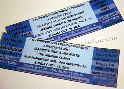   Wedding Invitation Cards on Janie S Concert Ticket Wedding Invitations Made In Ms Xcel And