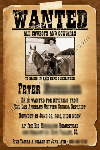  Birthday Party Invitation Wording on Western Invitations And Samples For A Wanted Poster Invite