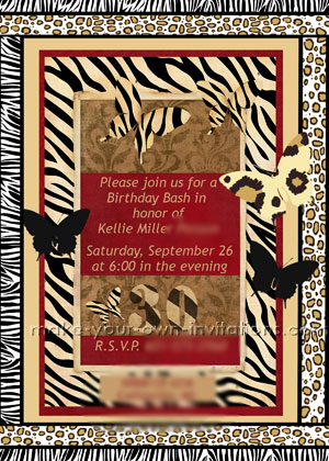 Jungle Animal Print Invitations