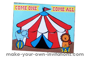 circus party invitation assembled