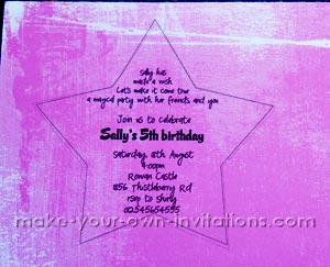 fairy invitations printed on star