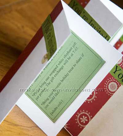 christmas holiday invitation with a peek at the insert