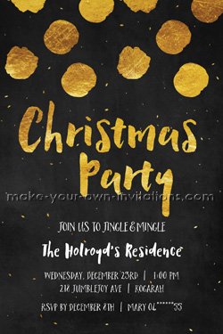 Gold and black Christmas party invitation.