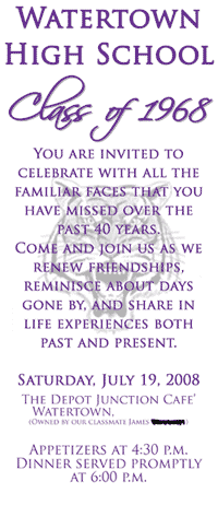 high school reunion invitations - the front