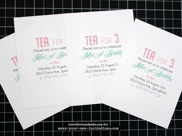 Tea party invitation wording printed.